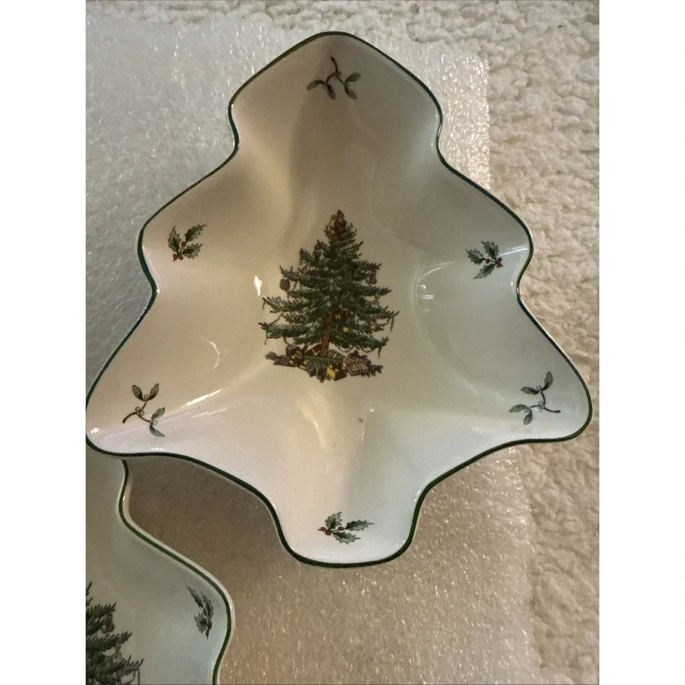Spode Christmas Tree Shaped Candy Nut Dish Holiday Serving Bowl 6